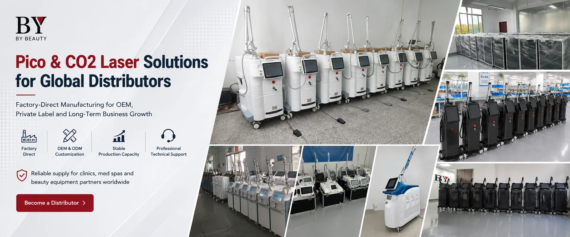 Pico and fractional CO2 laser machine production at BY BEAUTY